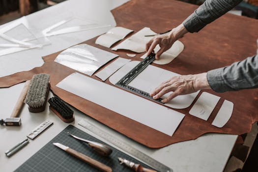 Artisan crafting leather goods
