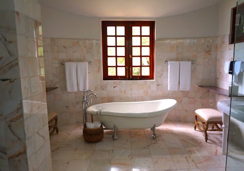 luxurious bathroom spa with soft lighting
